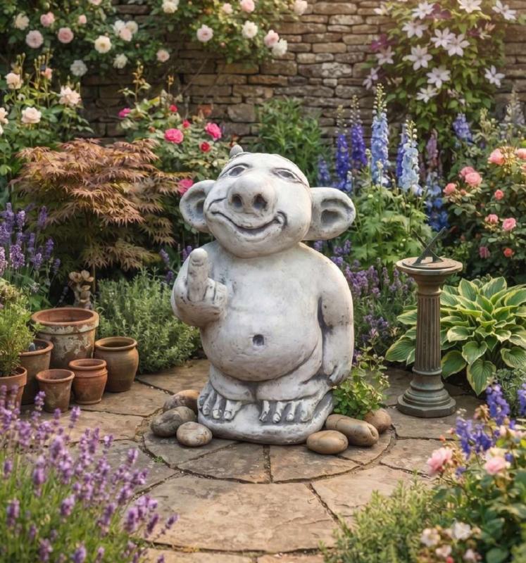 Stinkefinger XXL Troll Der nette Gruß mit Mittelfinger Gartenfigur Figur Beton Steinfigur 38cm